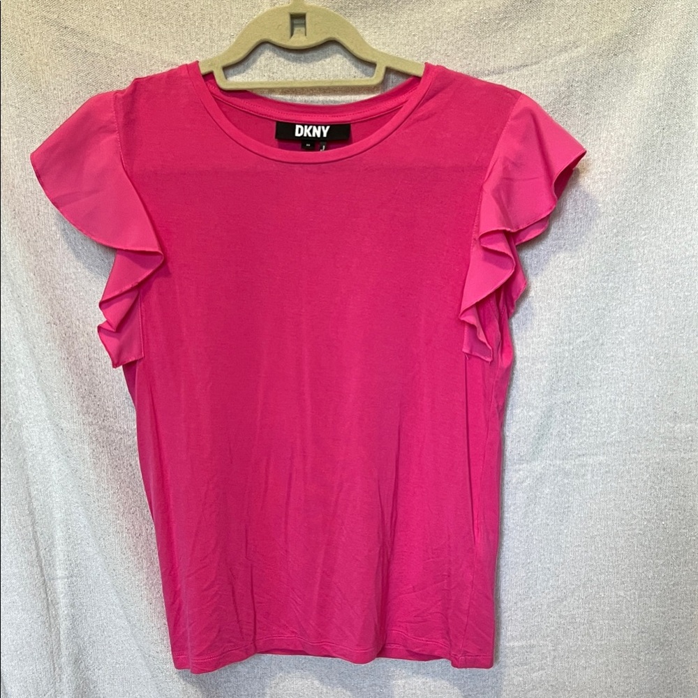 DKNY Fuchsia Ruffle Sleeve Blouse